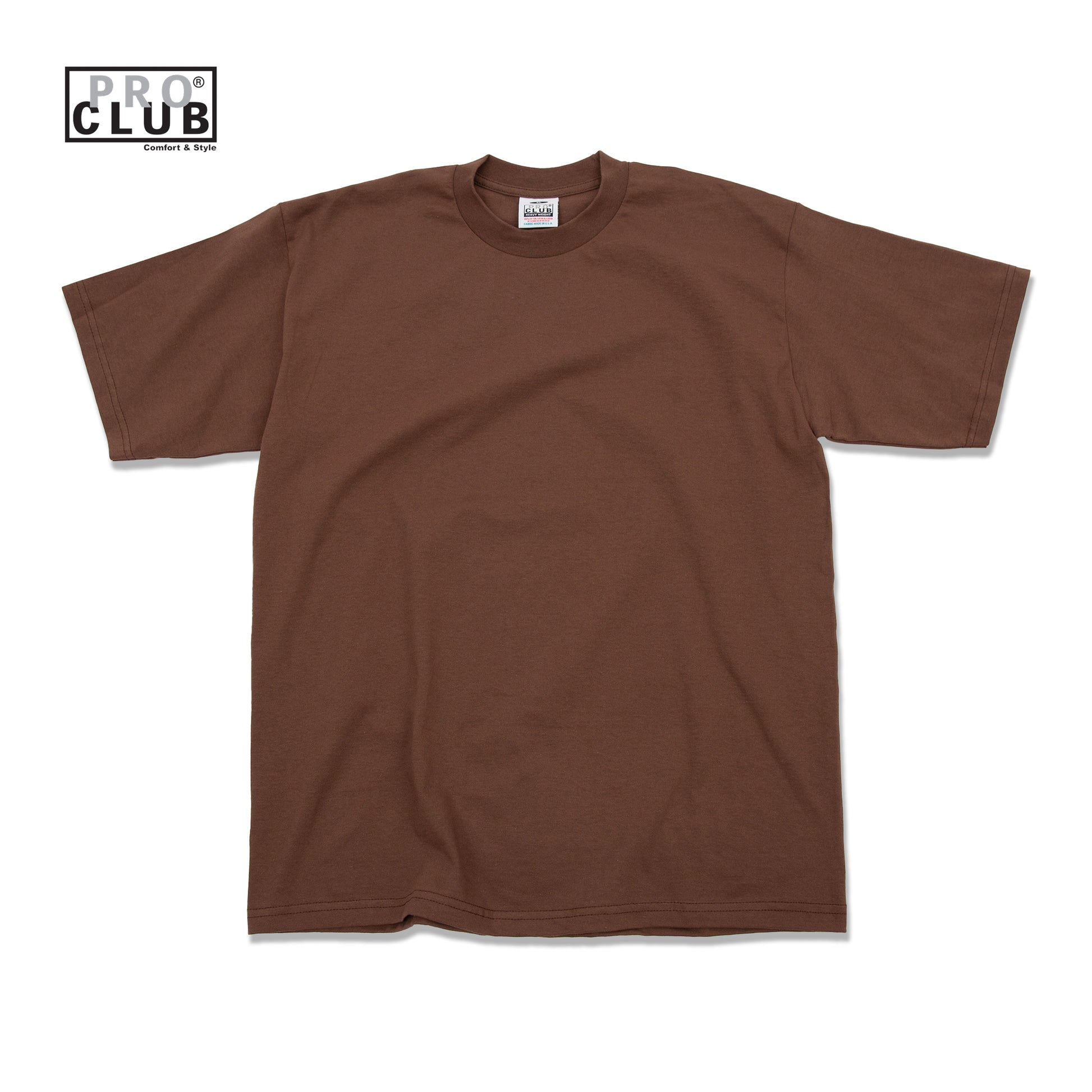 PROCLUB 6.5oz Heavyweight Short Sleeve Tee in Brown — Heavyweight USA Cotton