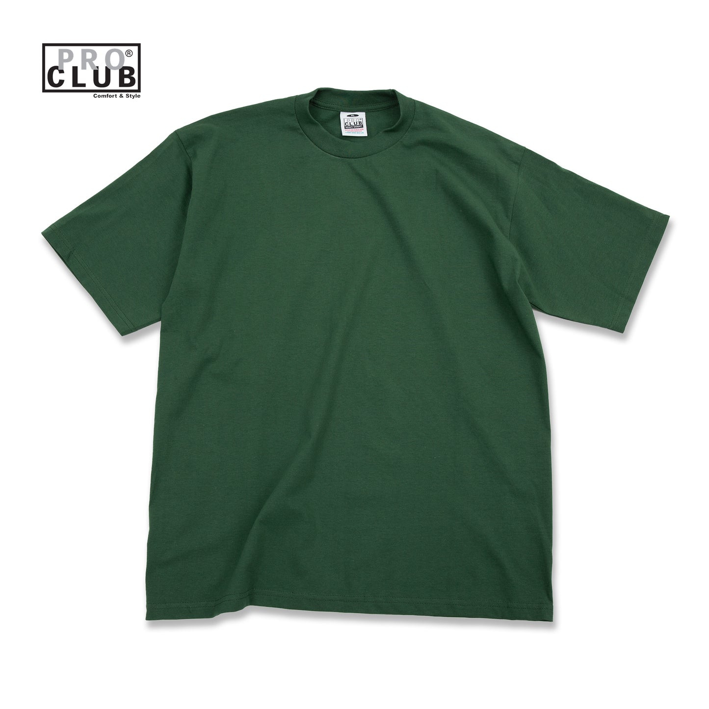 PROCLUB 6.5oz Heavyweight Short Sleeve Tee in Forest Green — Heavyweight USA Cotton