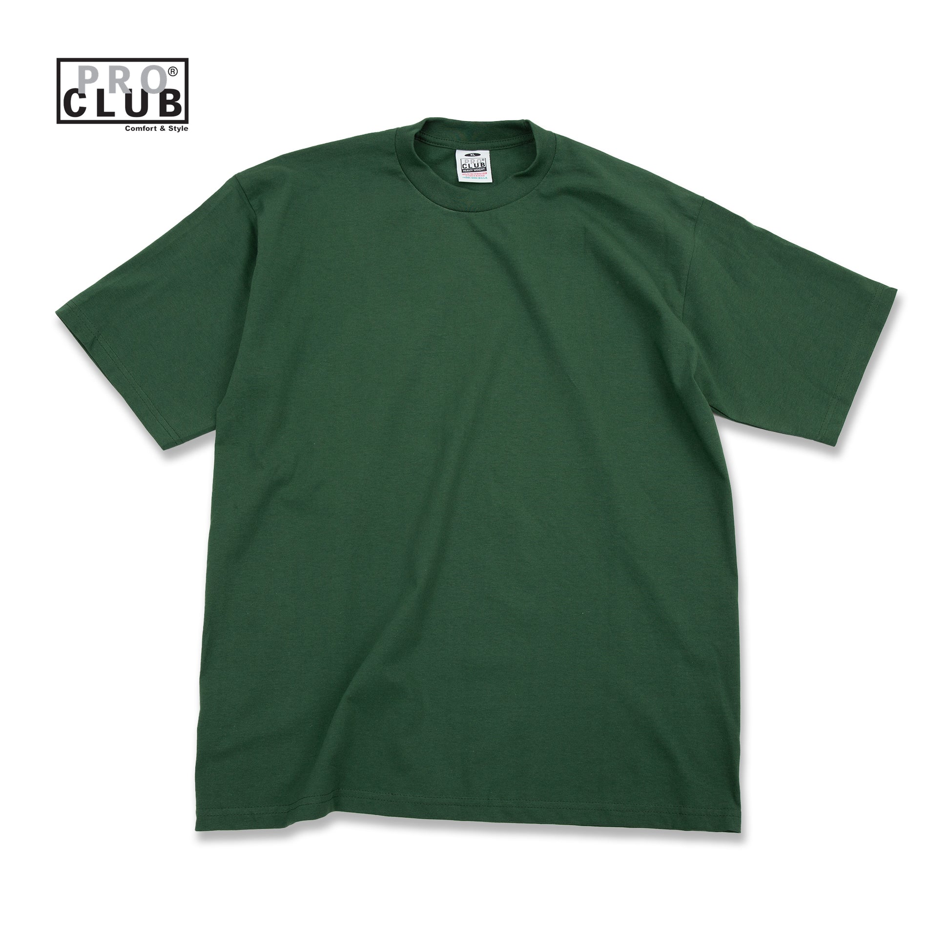 PROCLUB 6.5oz Heavyweight Short Sleeve Tee in Forest Green — Heavyweight USA Cotton