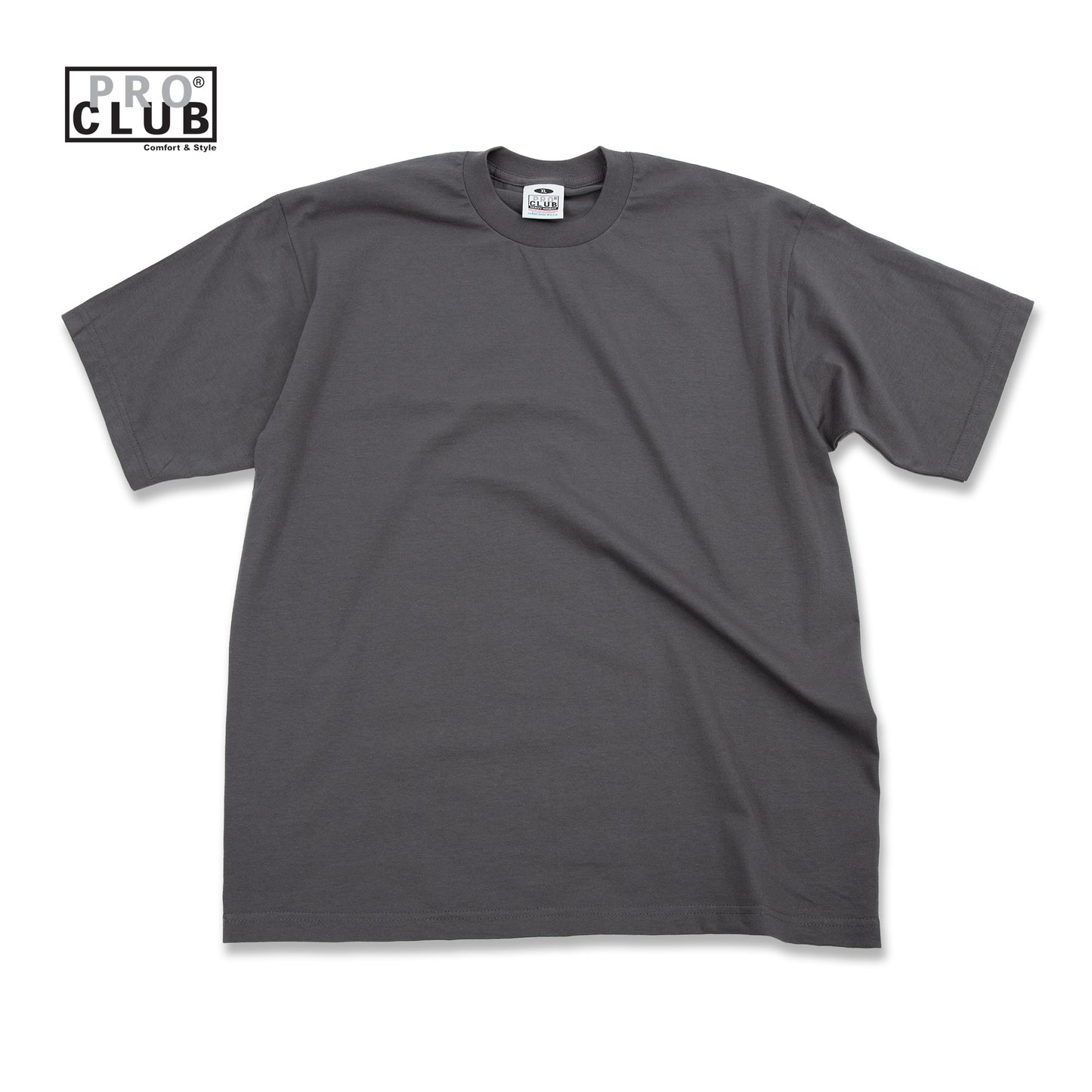 PROCLUB 6.5oz Heavyweight Short Sleeve Tee in Graphite — Heavyweight USA Cotton