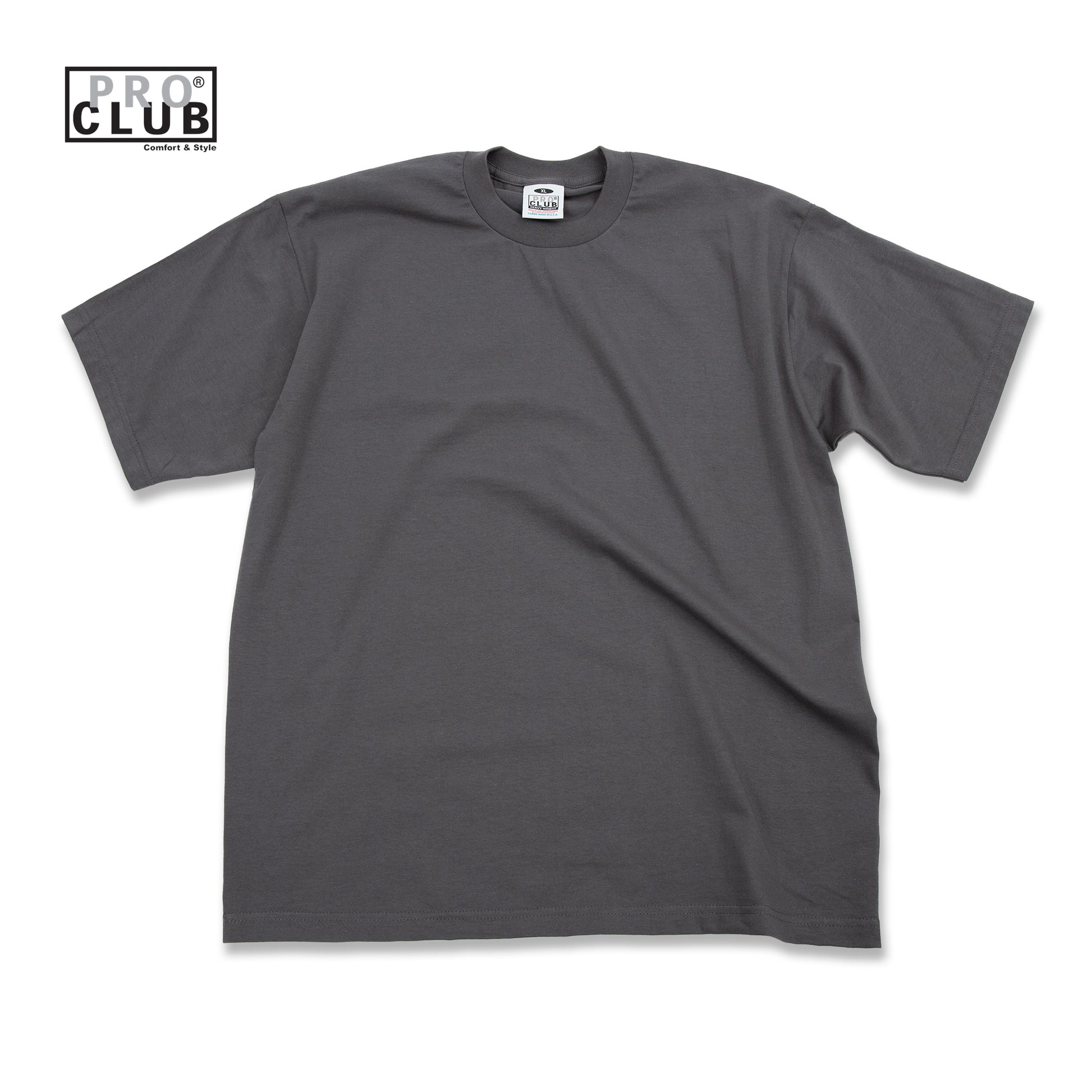 PROCLUB 6.5oz Heavyweight Short Sleeve Tee in Graphite — Heavyweight USA Cotton