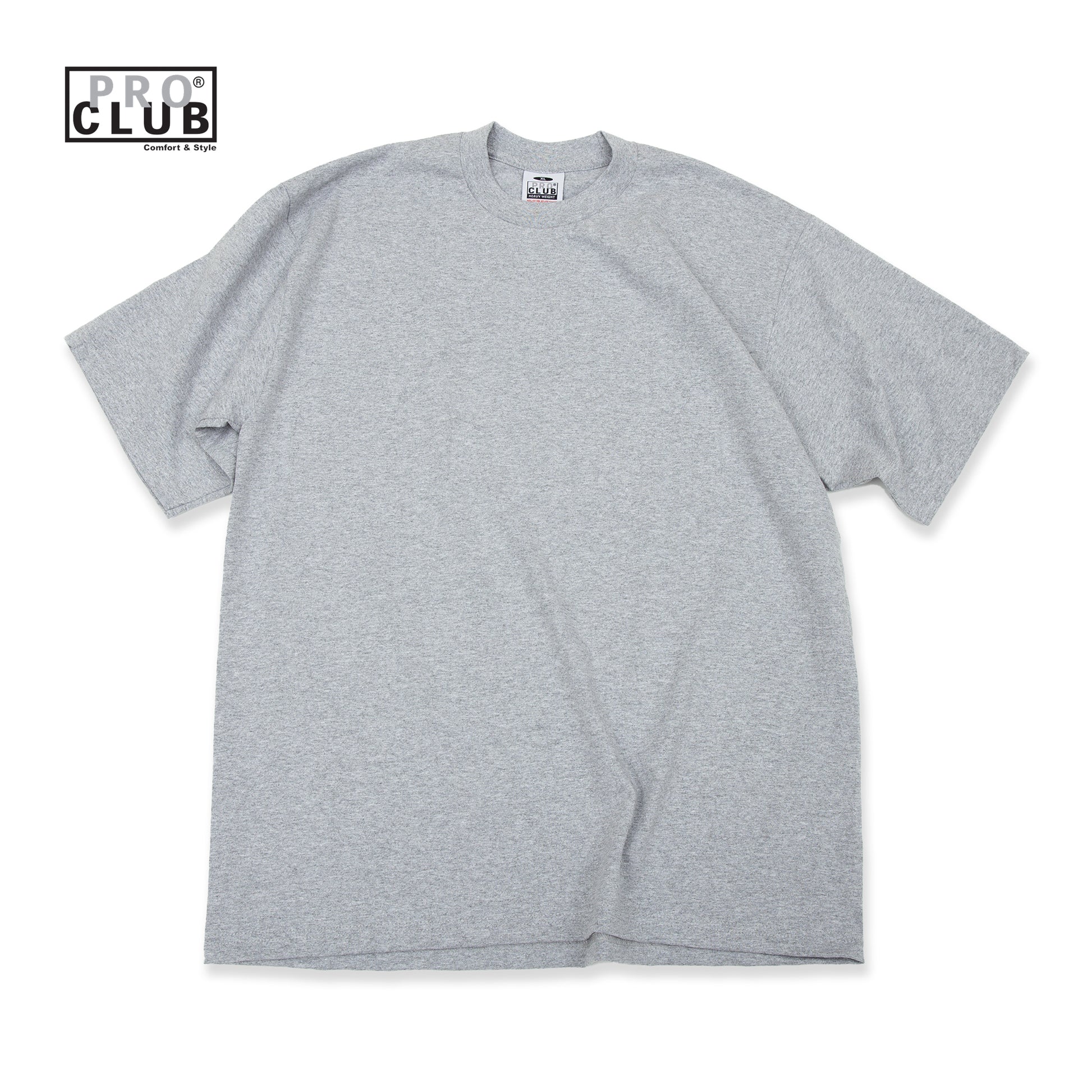 PROCLUB 6.5oz Heavyweight Short Sleeve Tee in H.Gray — Heavyweight USA Cotton
