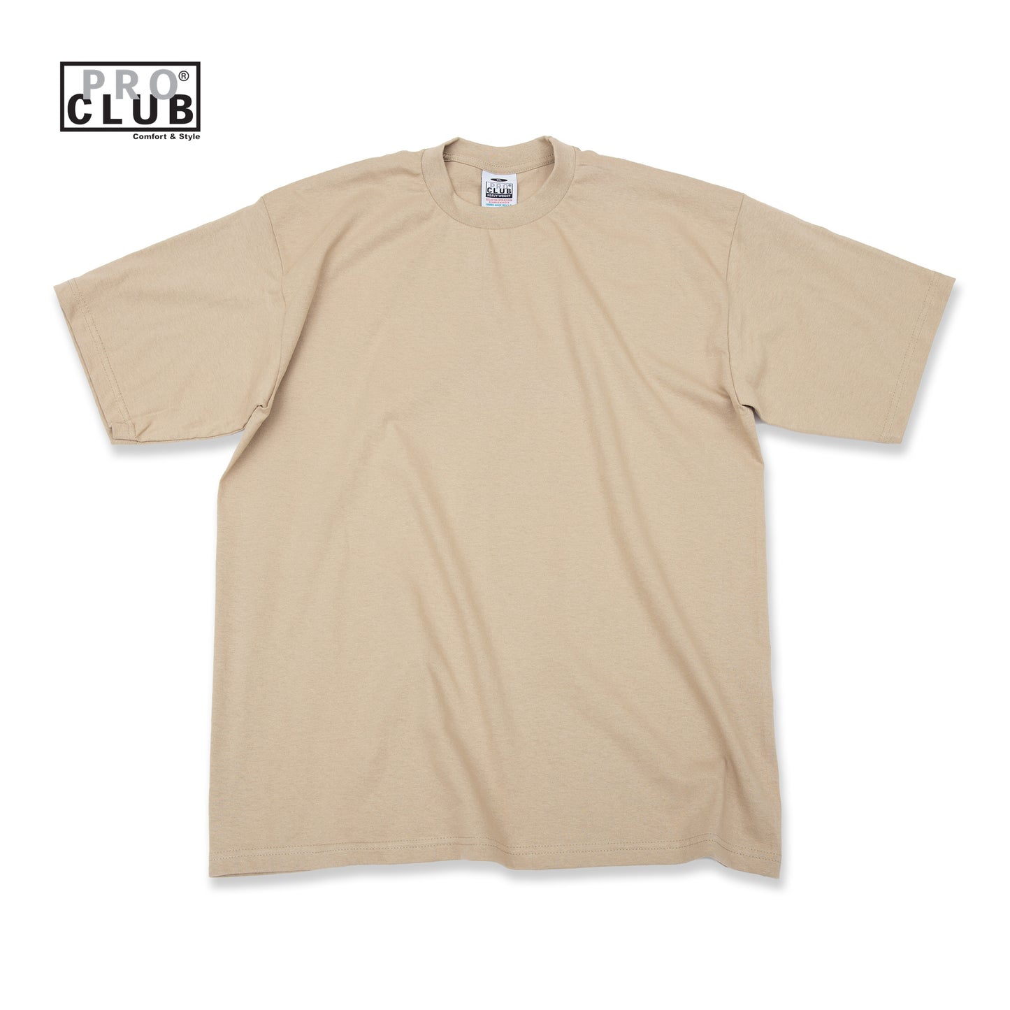 PROCLUB 6.5oz Heavyweight Short Sleeve Tee in Khaki — Heavyweight USA Cotton