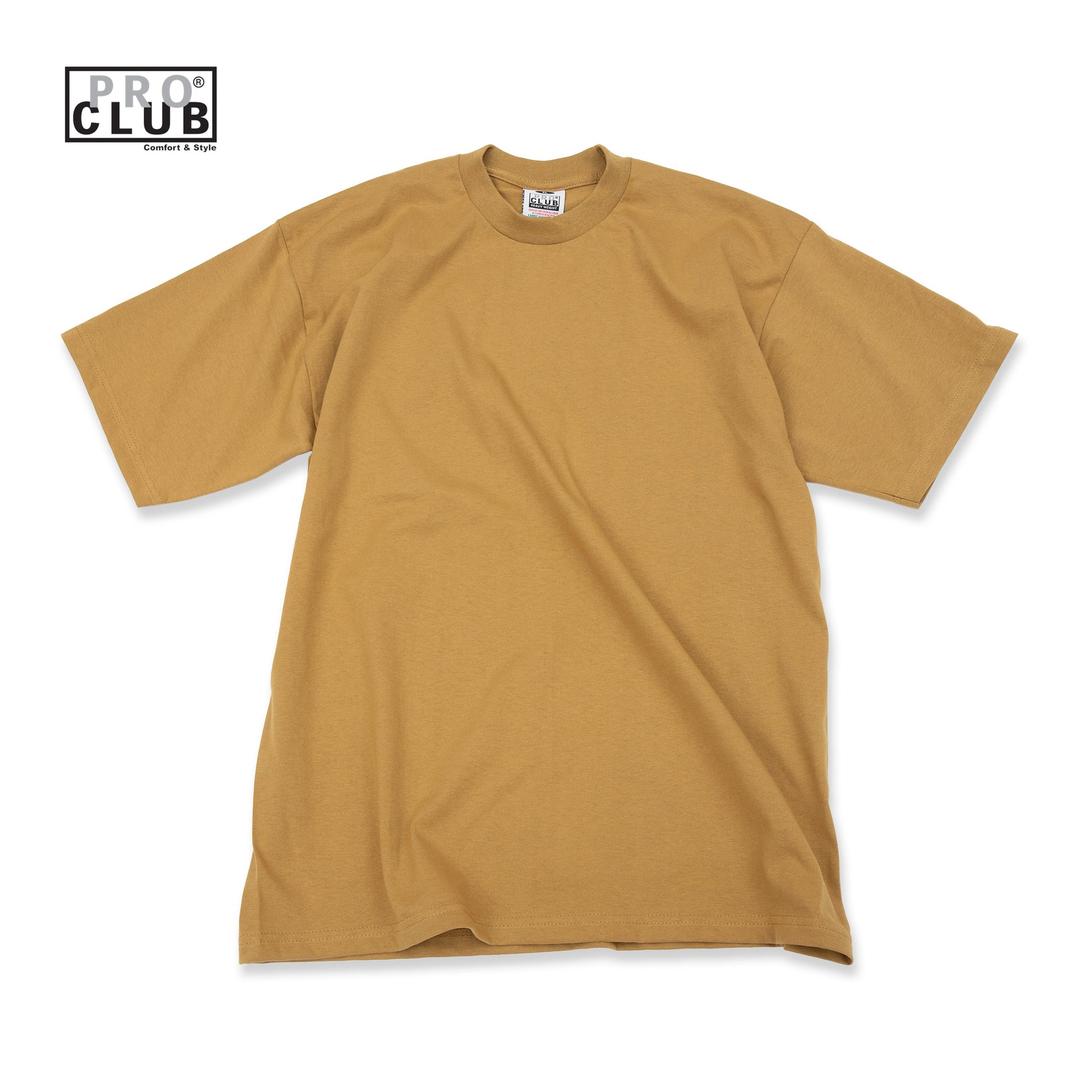 PROCLUB 6.5oz Heavyweight Short Sleeve Tee in Mustard — Heavyweight USA Cotton