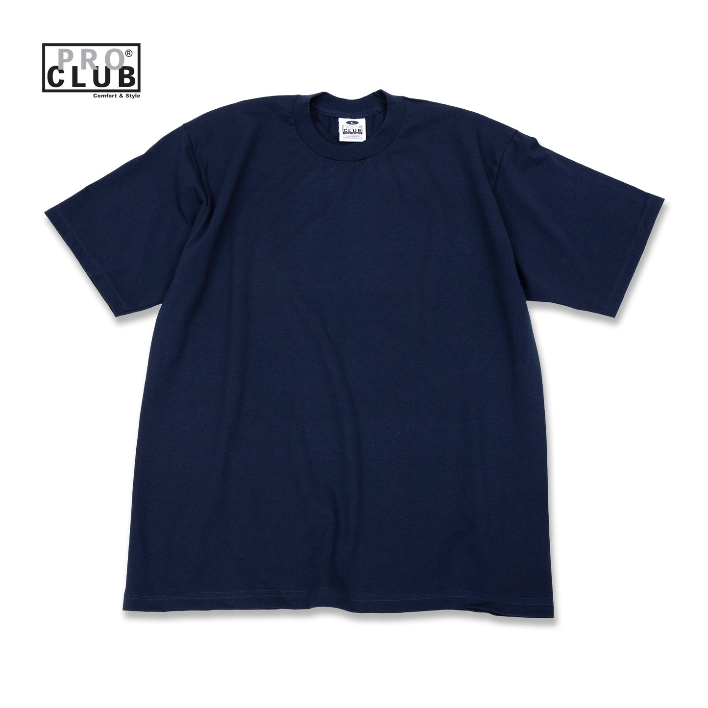 PROCLUB 6.5oz Heavyweight Short Sleeve Tee in Navy — Heavyweight USA Cotton