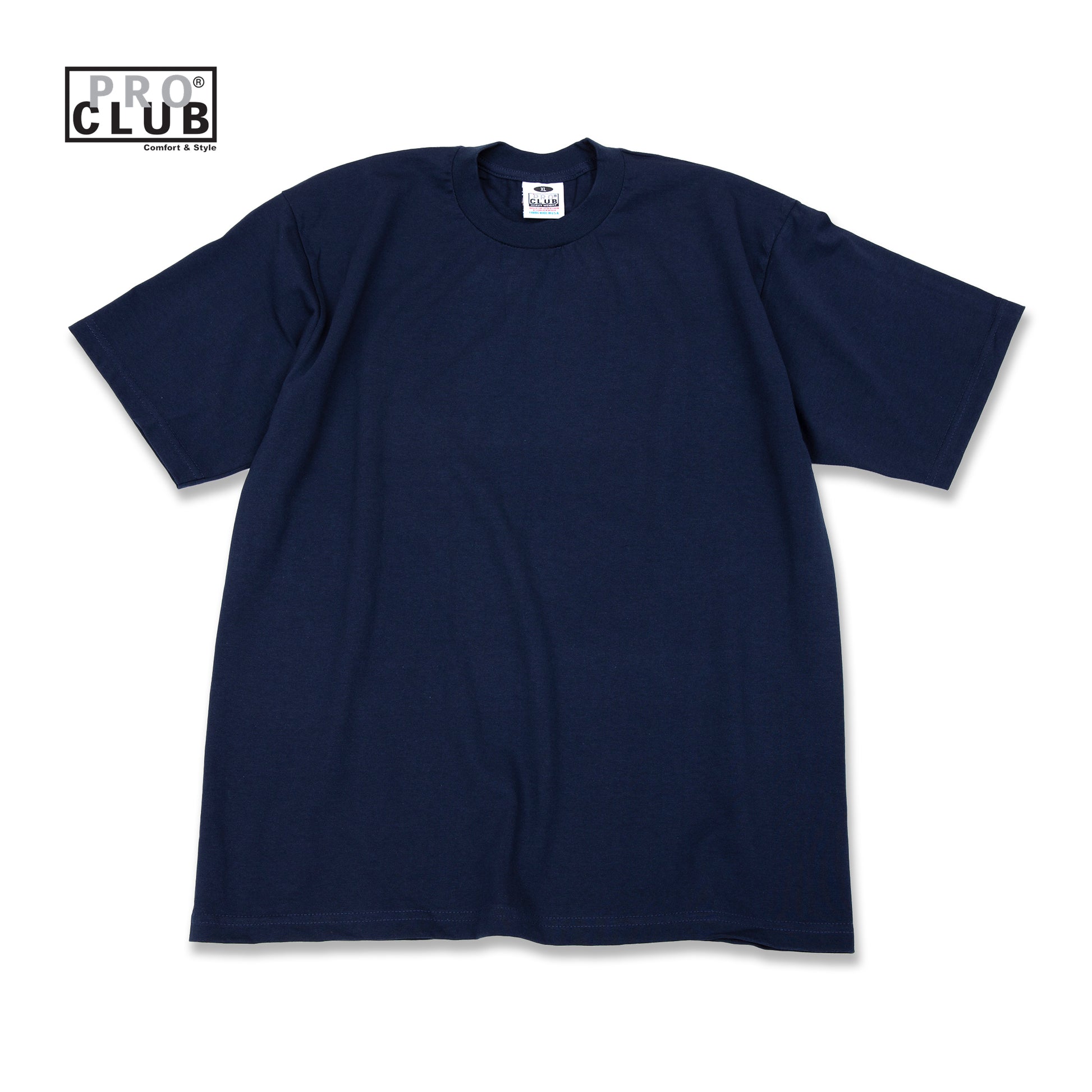 PROCLUB 6.5oz Heavyweight Short Sleeve Tee in Navy — Heavyweight USA Cotton
