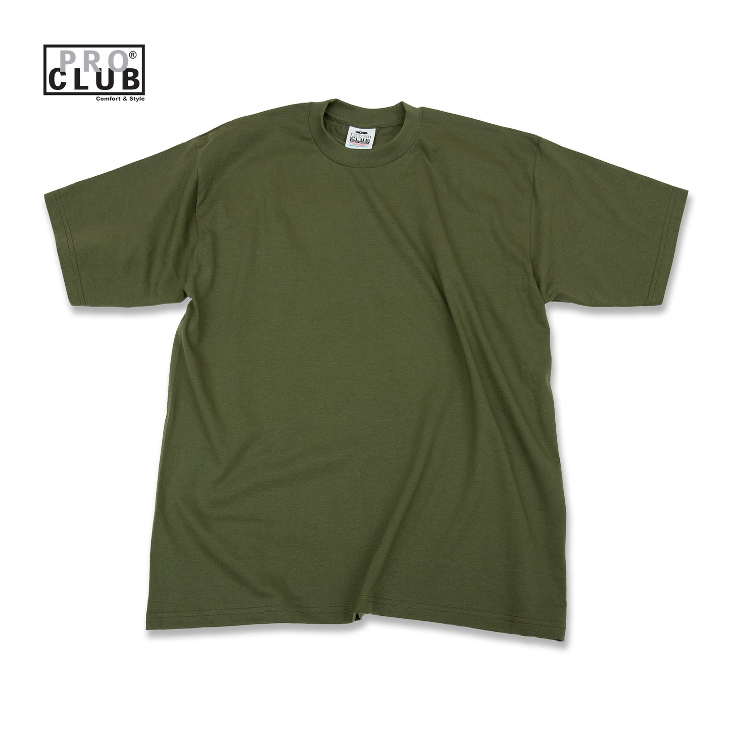PROCLUB 6.5oz Heavyweight Short Sleeve Tee in Olive — Heavyweight USA Cotton