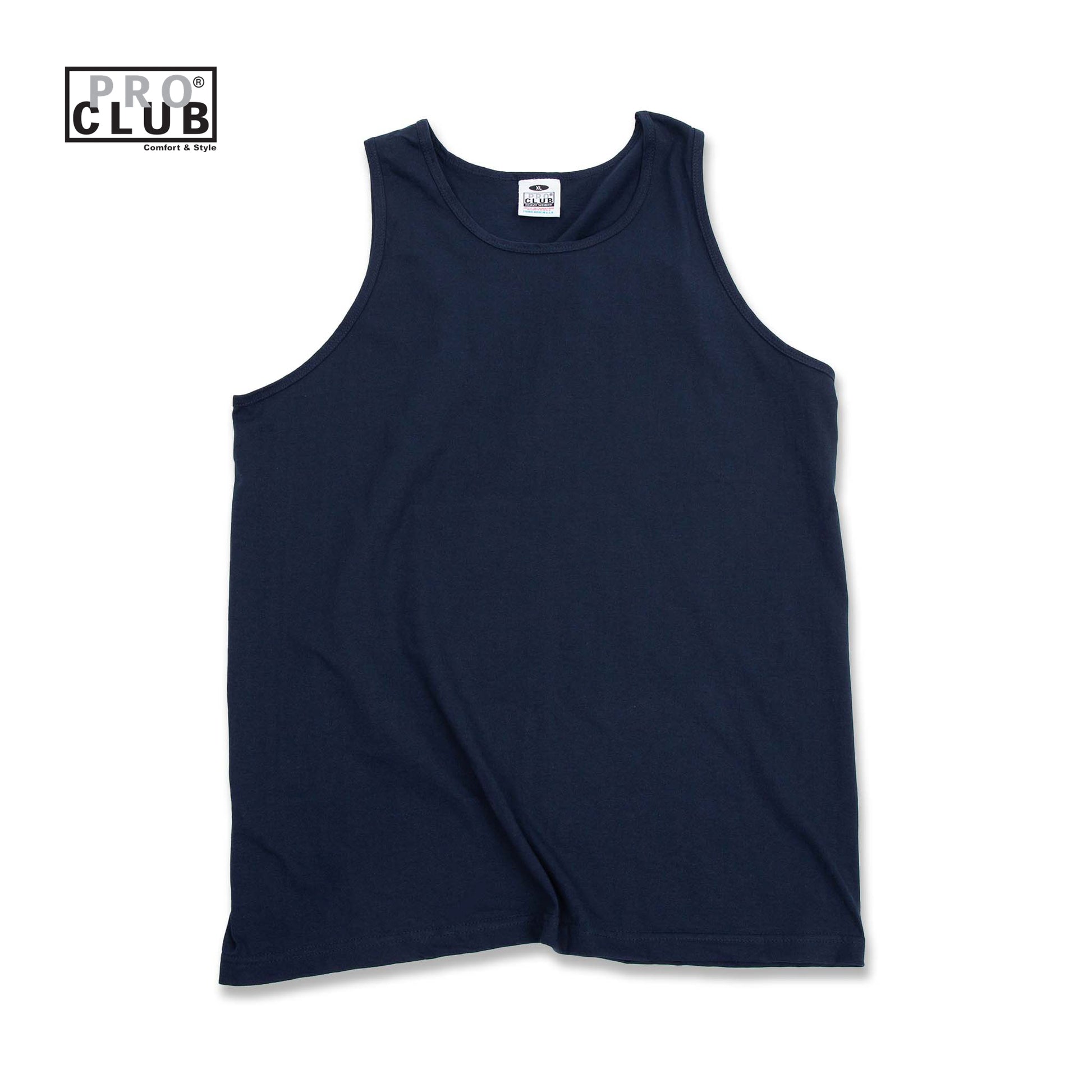 PROCLUB 6.5oz Heavyweight Tank Top in Navy — Heavyweight USA Cotton