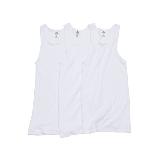 PROCLUB 3-Pack Ribbed A-Shirt in White — Front View
