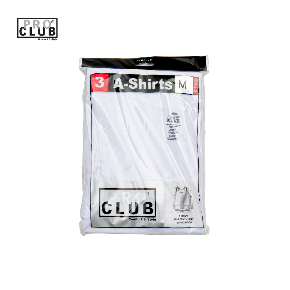 PROCLUB Midweight 3-Pack Athletic Shirts in White — USA Cotton
