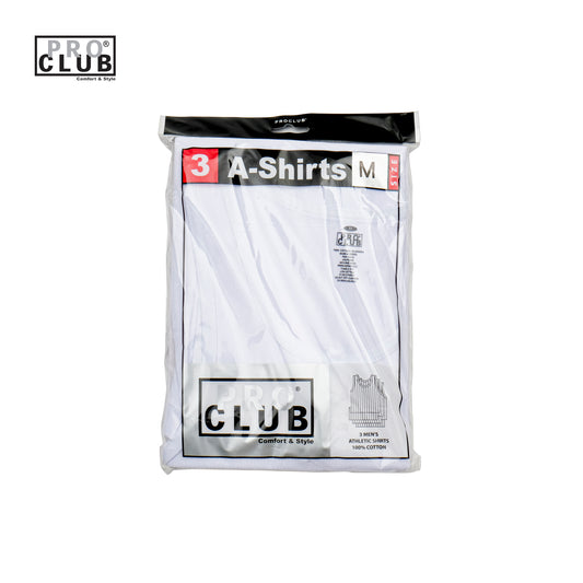 PROCLUB Midweight 3-Pack Athletic Shirts in White — USA Cotton