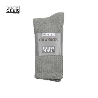 PROCLUB 6.5oz Heavyweight 3-Pack Crew Socks in H.Gray — Heavyweight USA Cotton