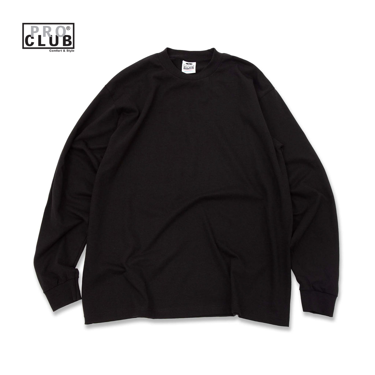 PROCLUB 6.5oz Heavyweight Long Sleeve Tee in Black — Heavyweight USA Cotton