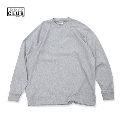 PROCLUB 6.5oz Heavyweight Long Sleeve Tee in Heather Gray — Heavyweight USA Cotton