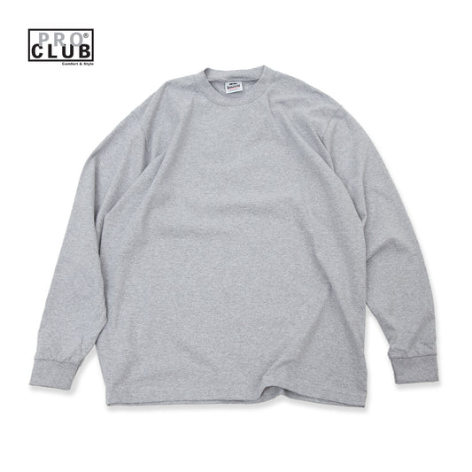 PROCLUB 6.5oz Heavyweight Long Sleeve Tee in Heather Gray — Heavyweight USA Cotton