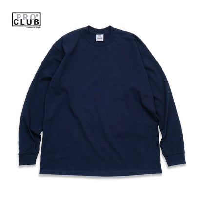 PROCLUB 6.5oz Heavyweight Long Sleeve Tee in Navy — Heavyweight USA Cotton