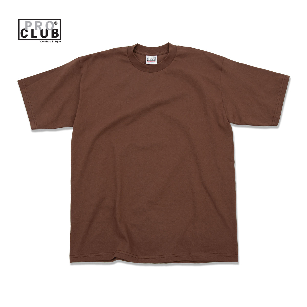 PROCLUB 6.5oz Heavyweight Short Sleeve Tee in Brown — Heavyweight USA Cotton