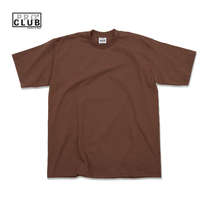 PROCLUB 6.5oz Heavyweight Short Sleeve Tee in Brown — Heavyweight USA Cotton