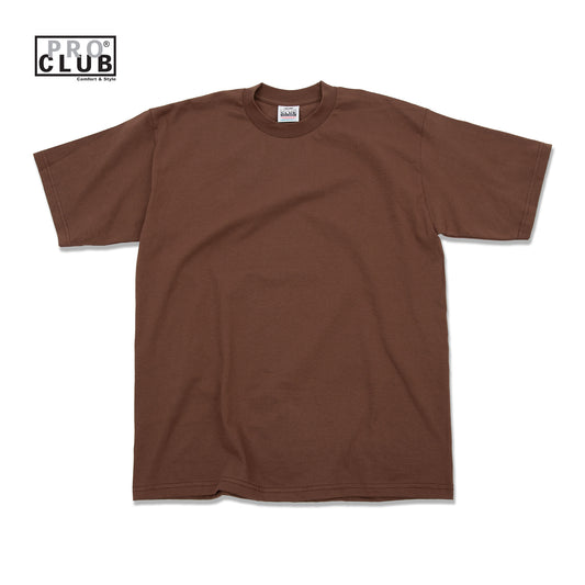 PROCLUB 6.5oz Heavyweight Short Sleeve Tee in Brown — Heavyweight USA Cotton