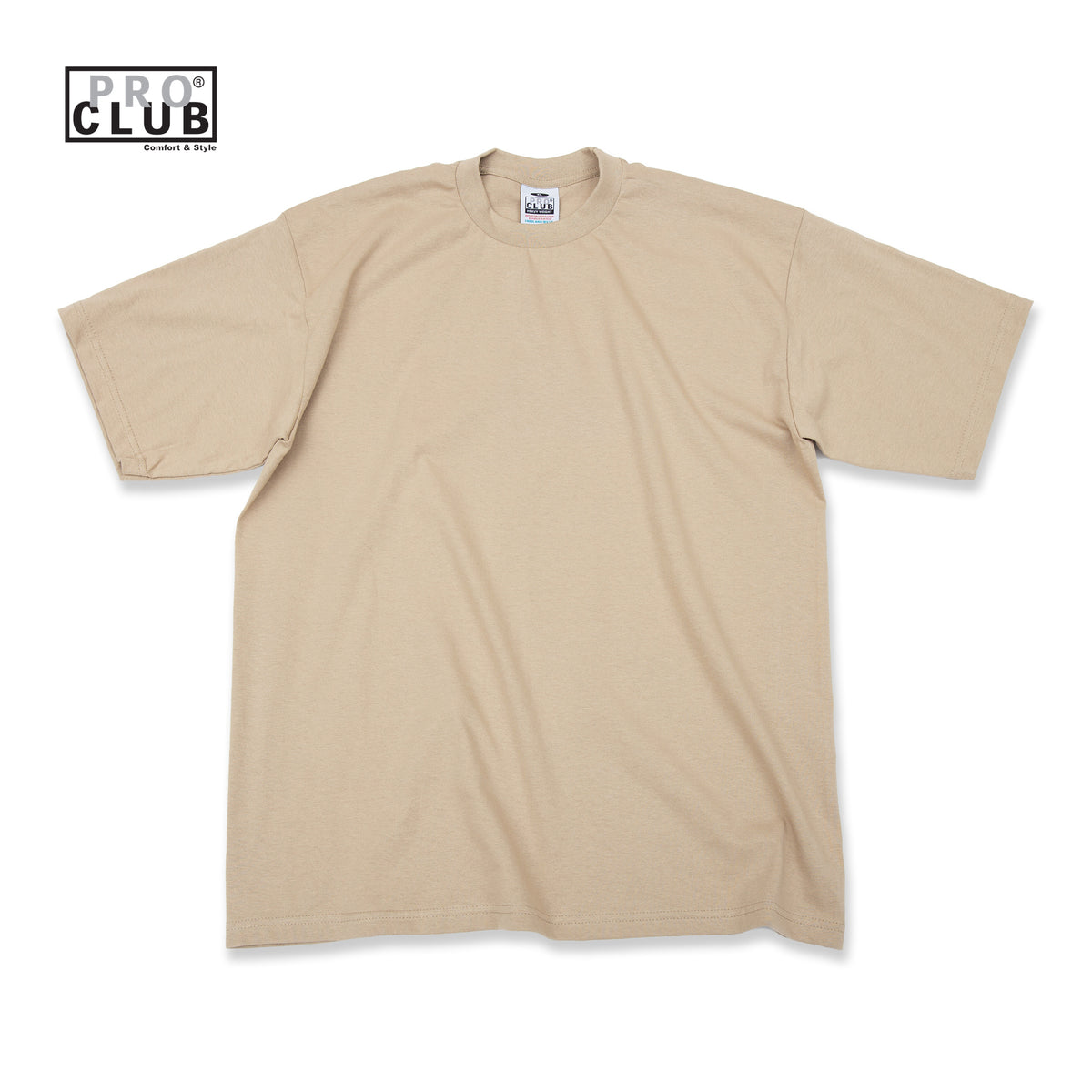 PROCLUB 6.5oz Heavyweight Short Sleeve Tee in Khaki — Heavyweight USA Cotton