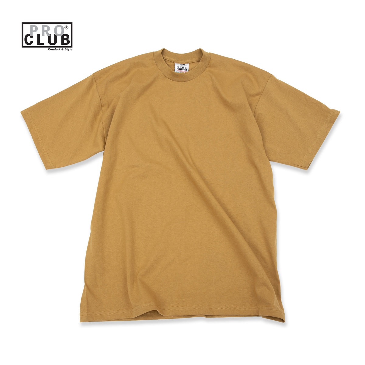 PROCLUB 6.5oz Heavyweight Short Sleeve Tee in Mustard — Heavyweight USA Cotton