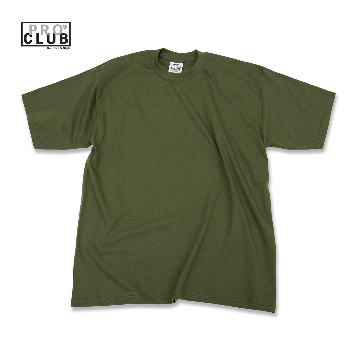 PROCLUB 6.5oz Heavyweight Short Sleeve Tee in Olive — Heavyweight USA Cotton