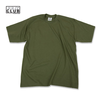 PROCLUB 6.5oz Heavyweight Short Sleeve Tee in Olive — Heavyweight USA Cotton