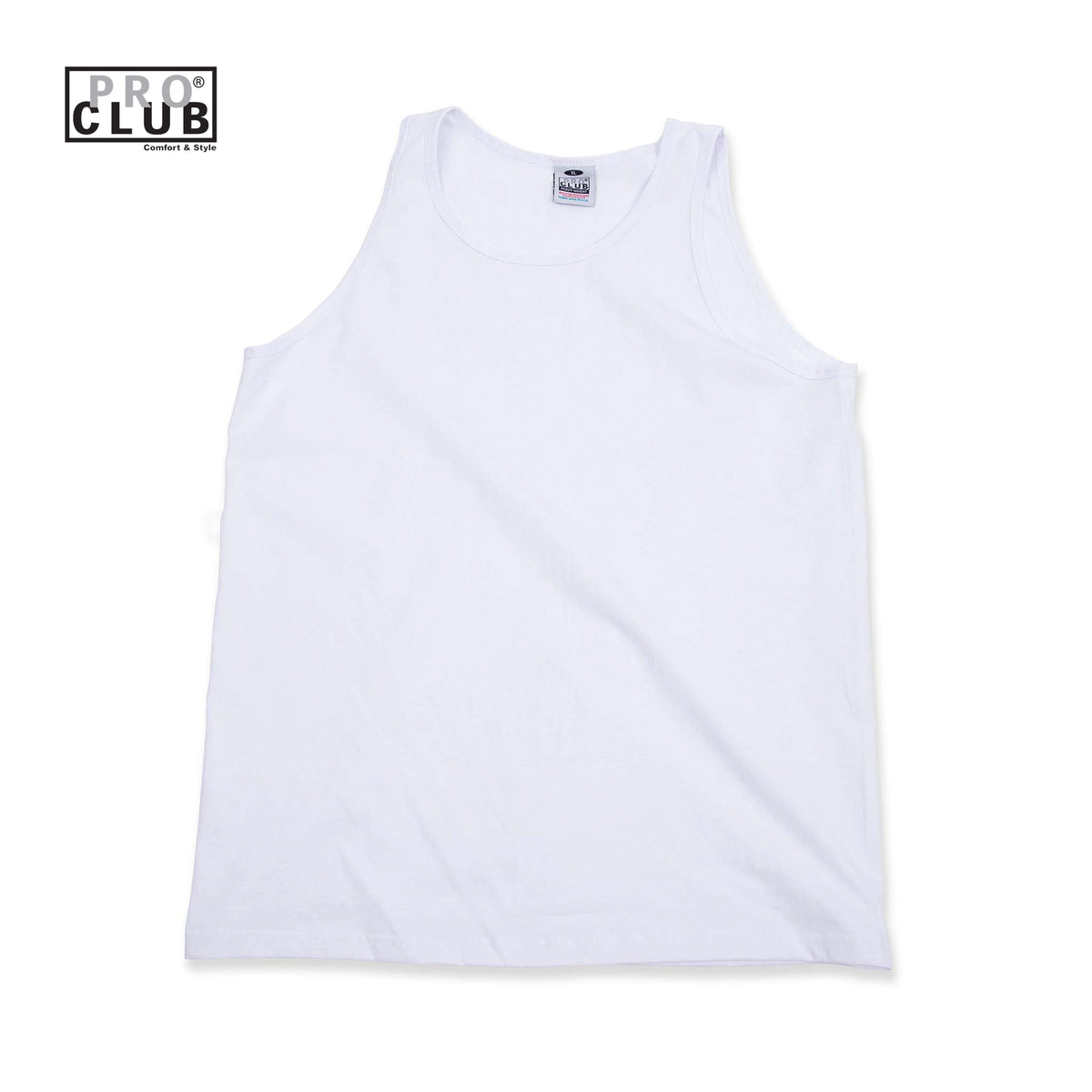 PROCLUB 6.5oz Heavyweight Tank Top in White — Heavyweight USA Cotton