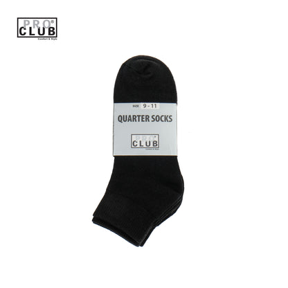 PROCLUB 6.5oz Heavyweight 3-Pack Quarter Socks in Black — Heavyweight USA Cotton