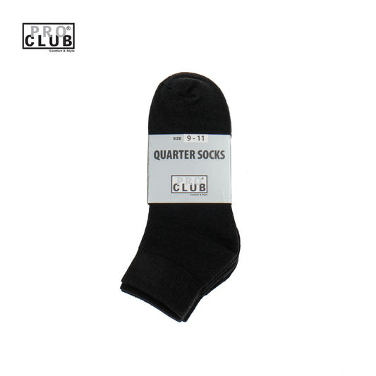 PROCLUB 6.5oz Heavyweight 3-Pack Quarter Socks in Black — Heavyweight USA Cotton