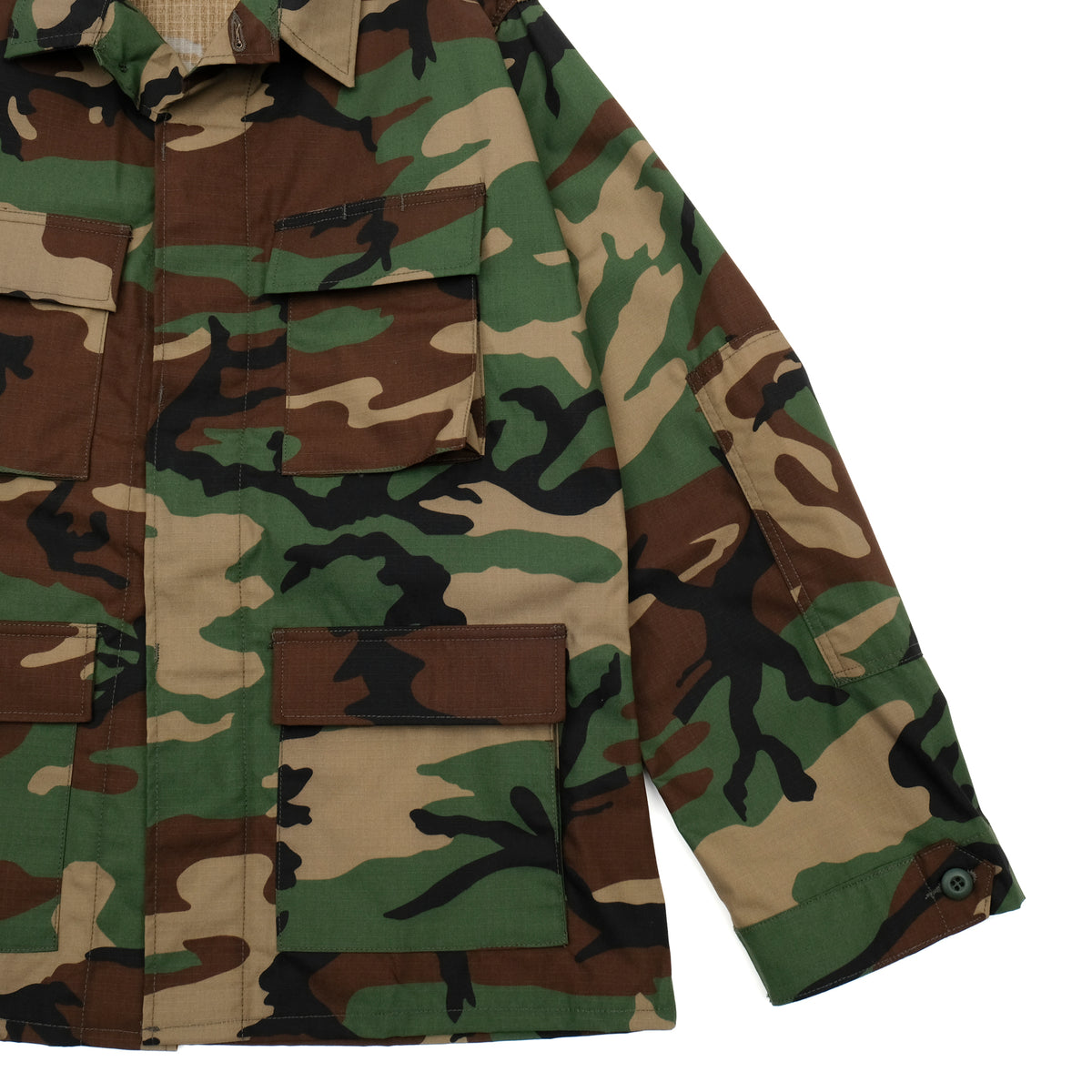 PROPPER BDU Coat in Woodland Camo — Ripstop Front Pocket Details