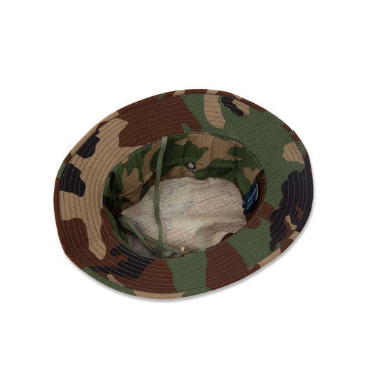 PROPPER Boonie Hat in WOODLAND CAMO — Interior View with Adjustable Chin Cord