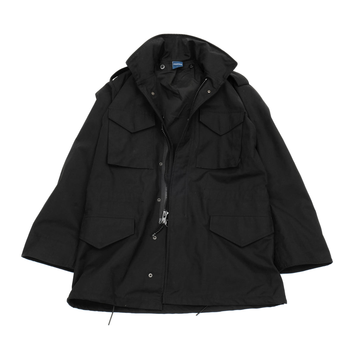 PROPPER M65 Field Jacket in BLACK — Open Front and Interior Detail