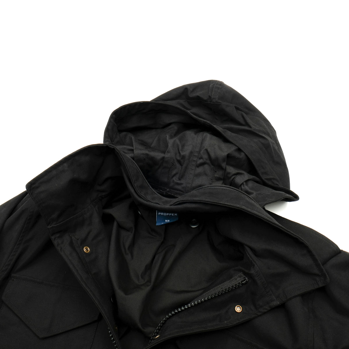 PROPPER M65 Field Jacket in BLACK — Concealed Hood Detail